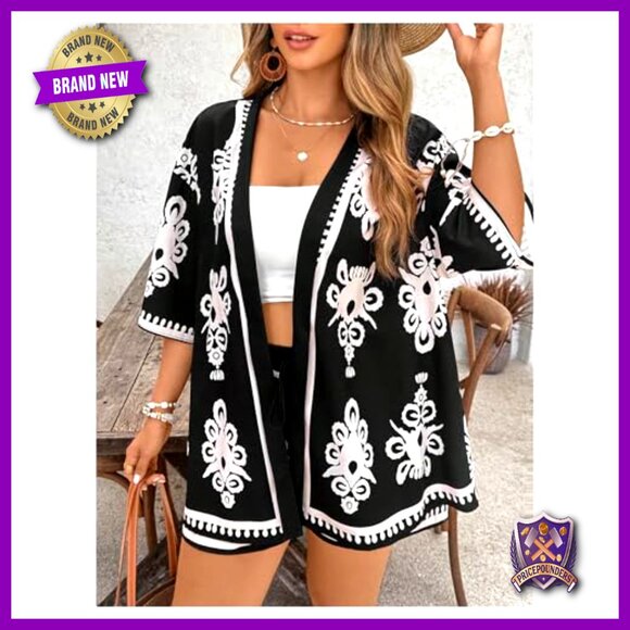 Plus Size Leopard Print Kimono Shorts Set Summer Vacation Outfit - Picture 3 of 5